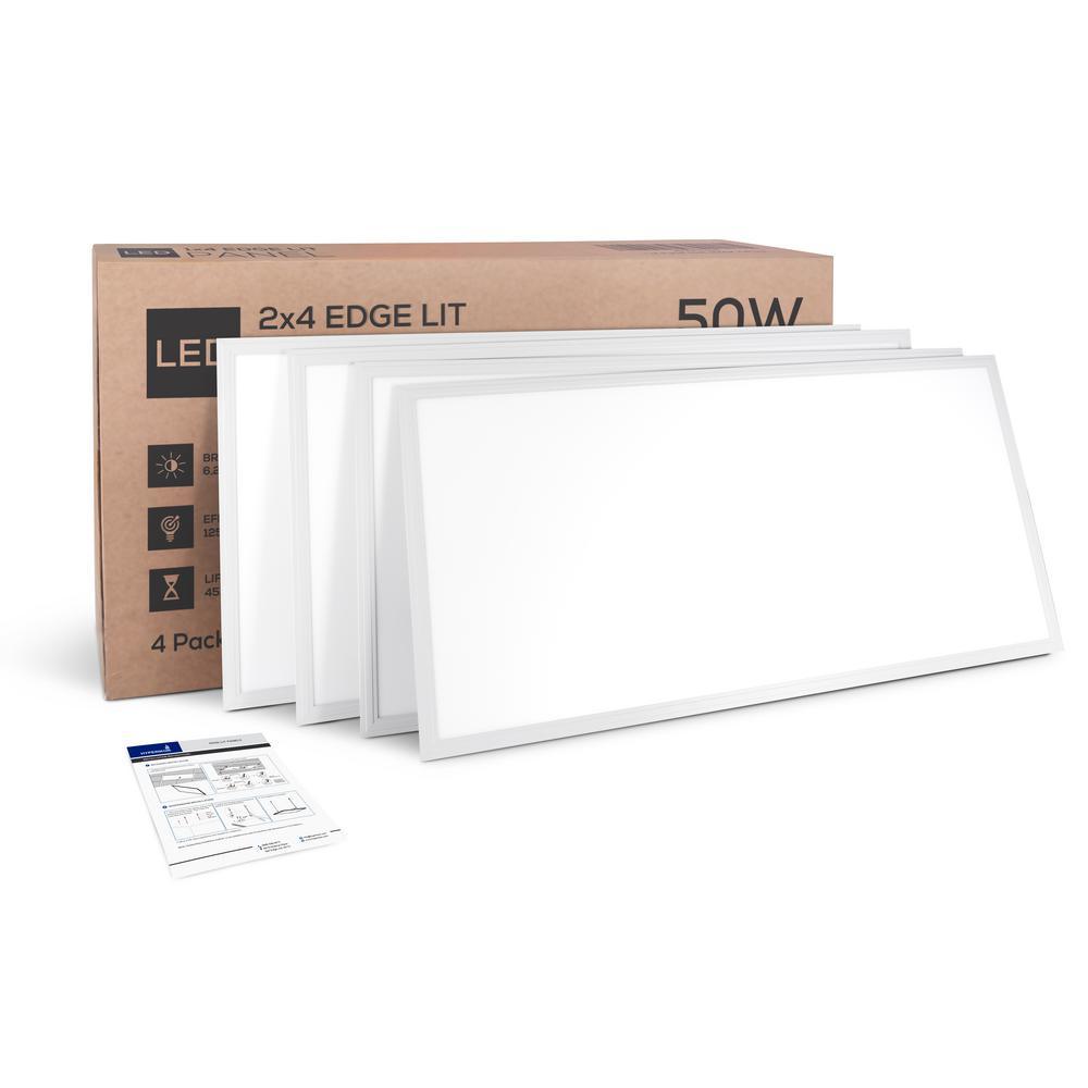 2 ft. x 4 ft. White Integrated LED Dimmable Edge Lit Panel, 5000K (4-Pack) - Super Arbor