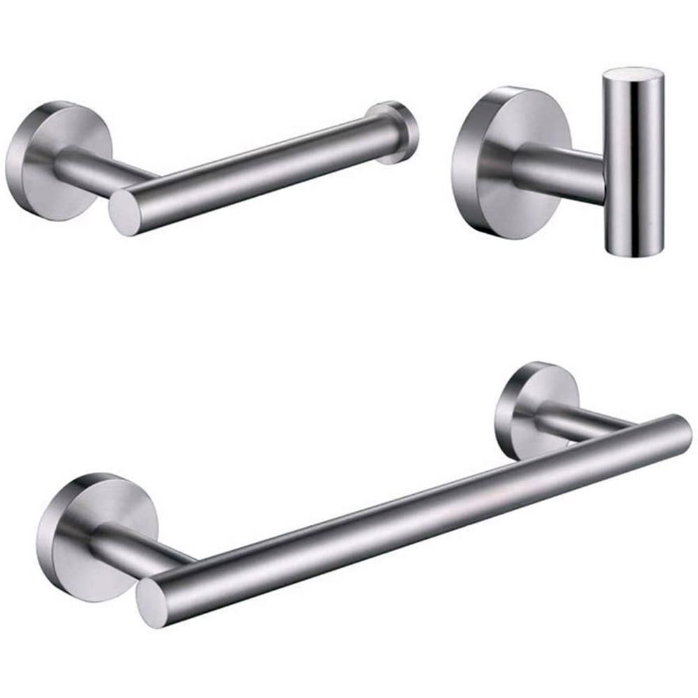 Porter 3-Piece Bath Hardware Set with Towel Hook and Toilet Paper Holder and 12 in. Towel Bar in Stainless Steel Black - Super Arbor