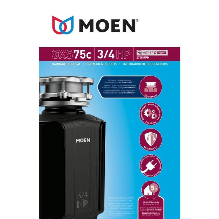 Moen GX 3/4-HP Continuous Feed Noise Insulation Garbage Disposal