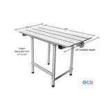 22 in. x 16 in. Rectangular, Phenolic Slatted Folding Shower Seat with Adjustable Legs in White - ADA Compliant - Super Arbor