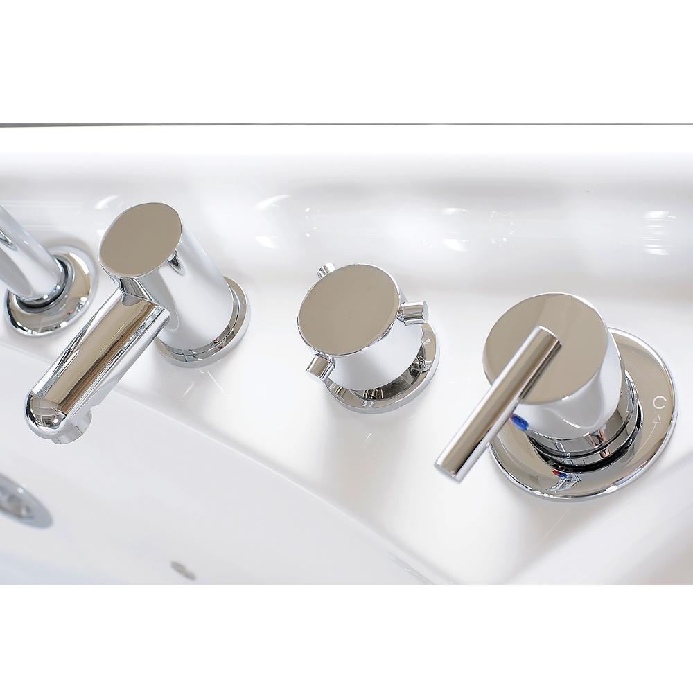 60 in. Center Drain Corner Alcove Whirlpool Bathtub in White - Super Arbor