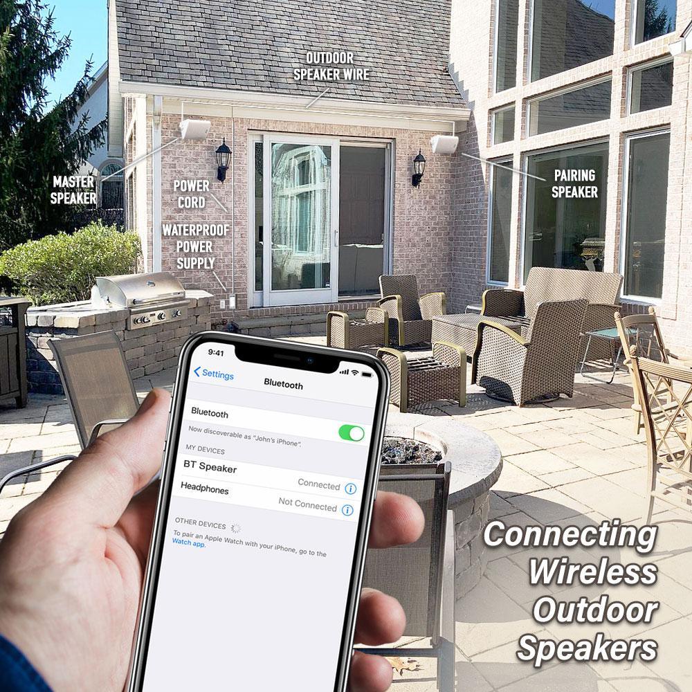 Bluetooth 6.50 in. Indoor/Outdoor Weatherproof Patio Speakers Wireless Outdoor Speakers, Beige - Super Arbor