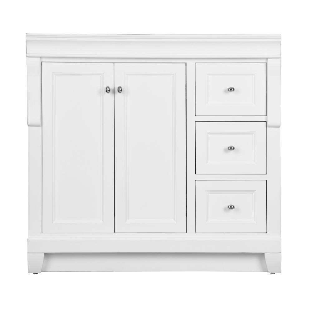 Naples 36 in. W Bath Vanity Cabinet Only in White with Right Hand Drawers - Super Arbor