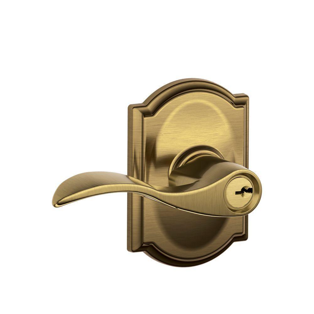 Accent Aged Bronze Keyed Entry Door Lever with Camelot Trim - Super Arbor