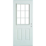 36 in. x 80 in. Colonial 9 Lite 2-Panel Painted White Left-Hand Steel Prehung Front Door with Internal Grille - Super Arbor