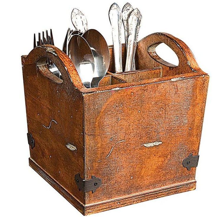 Dorian 7 in. H x 7 in. W Rustic Brown Utensil Holder
