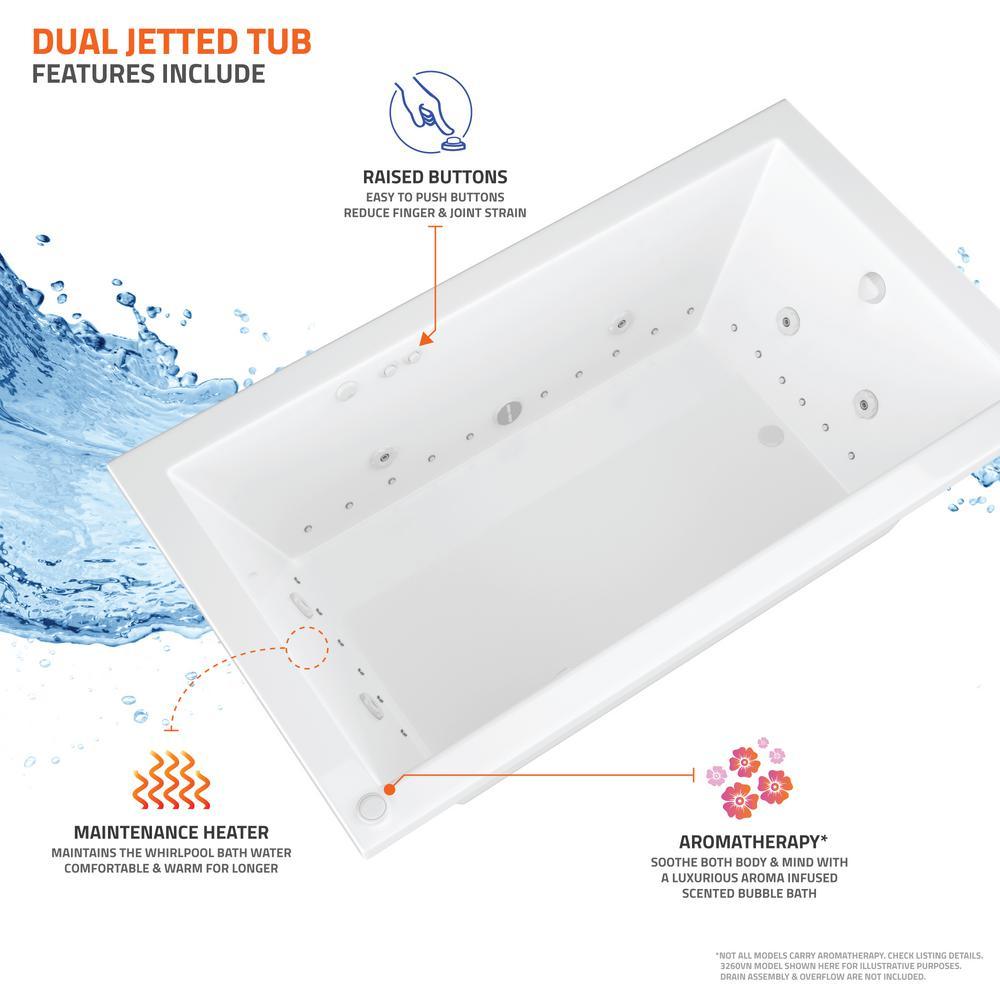 Beryl 5 ft. Acrylic Corner Drop-in Whirlpool Air Bathtub in White - Super Arbor