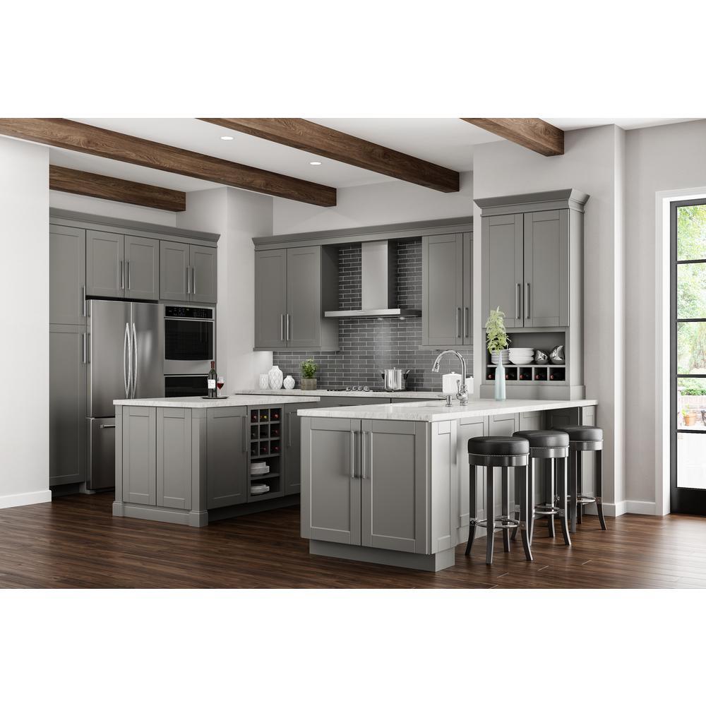 Shaker Assembled 28.5x34.5x16.5 in. Lazy Susan Corner Base Kitchen Cabinet in Dove Gray