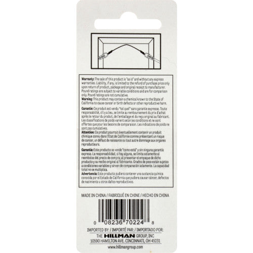 Hillman Large D-Ring Hangers, Zinc, 15 lb Capacity, 4-Pack