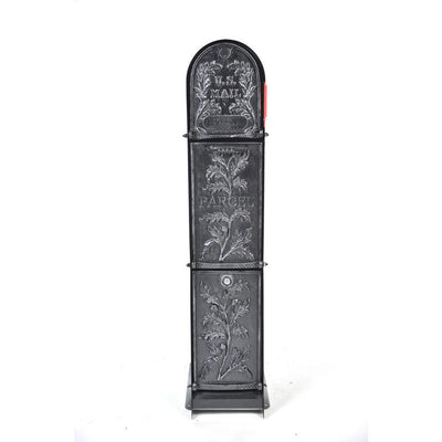 Climbing Leaf 3-Door Front Access Lockable Ground Mount Mailbox in Silver Pewter - Super Arbor