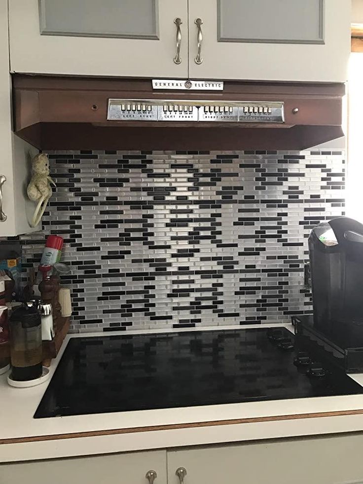 Crystiles Black, Deep Grey and Brushed Silver 12 in. x 12 in. Peel and Stick Vinyl Wall Tile Backsplash, 