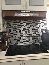 Crystiles Black, Deep Grey and Brushed Silver 12 in. x 12 in. Peel and Stick Vinyl Wall Tile Backsplash, 
