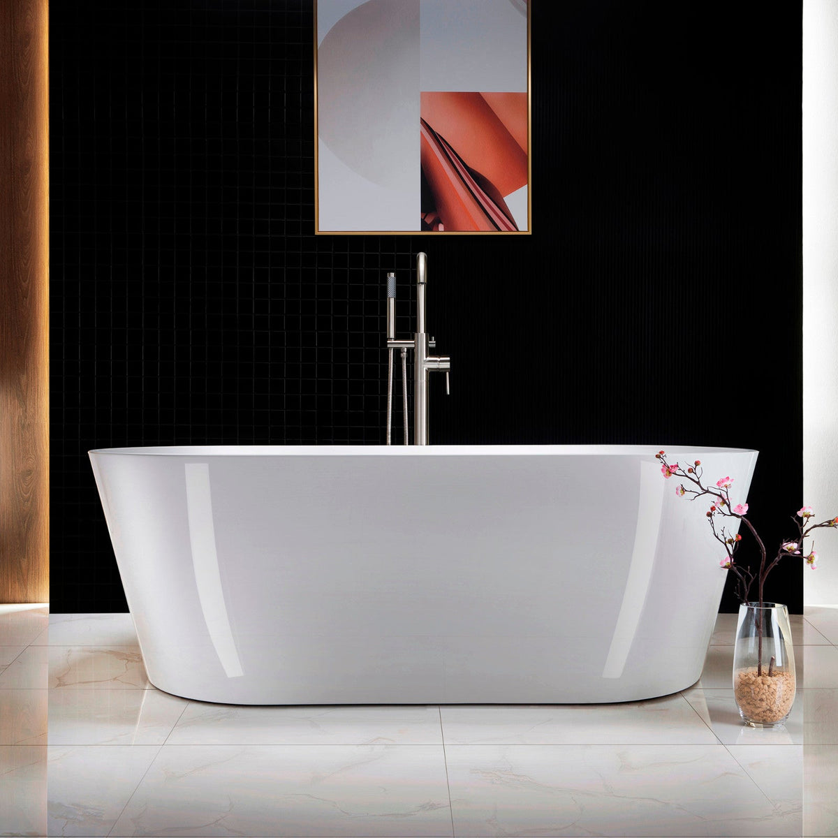 WOODBRIDGE Everette Single-Handle Freestanding Tub Faucet with Hand Shower, Brushed Nickel, 43-7/8 in Height