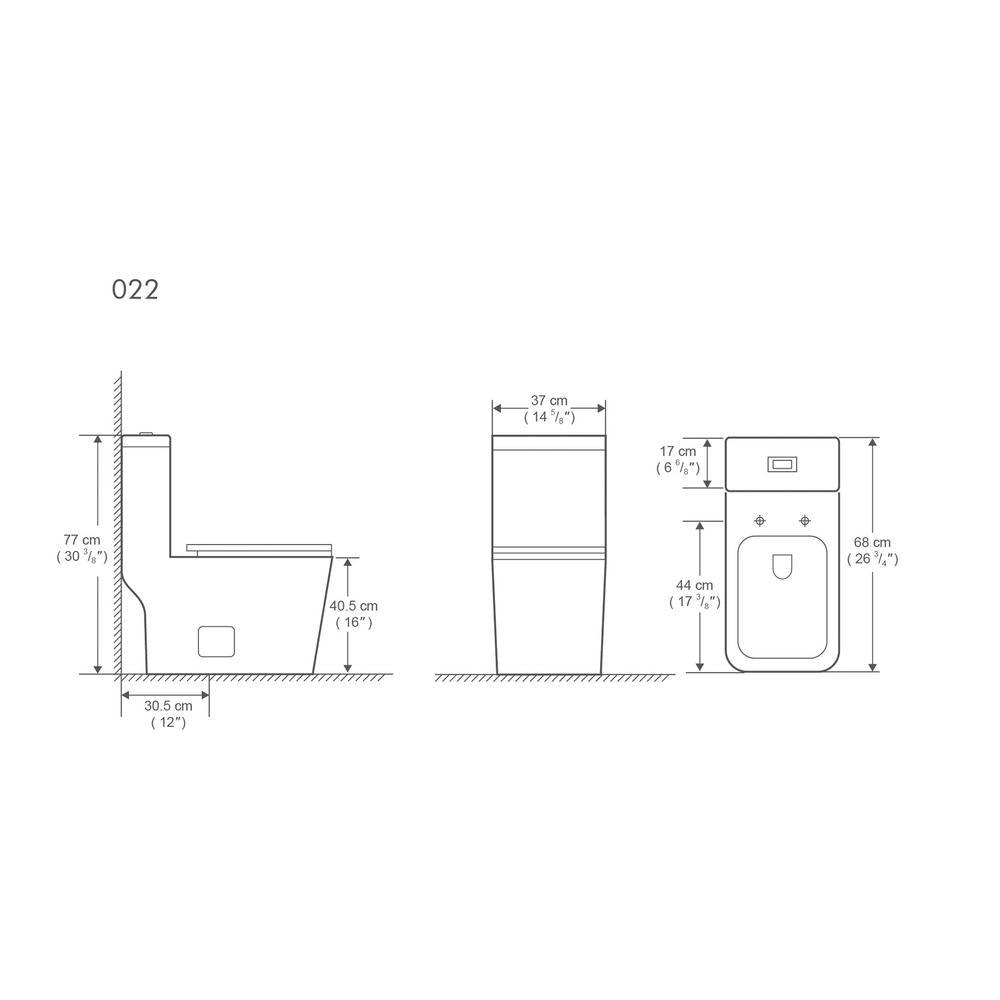 Round Bowl One-Piece Dual Flush 1.28 GPF/0.88 GPF High Efficiency Skirted All-in-One Toilet in White Seat Included - Super Arbor