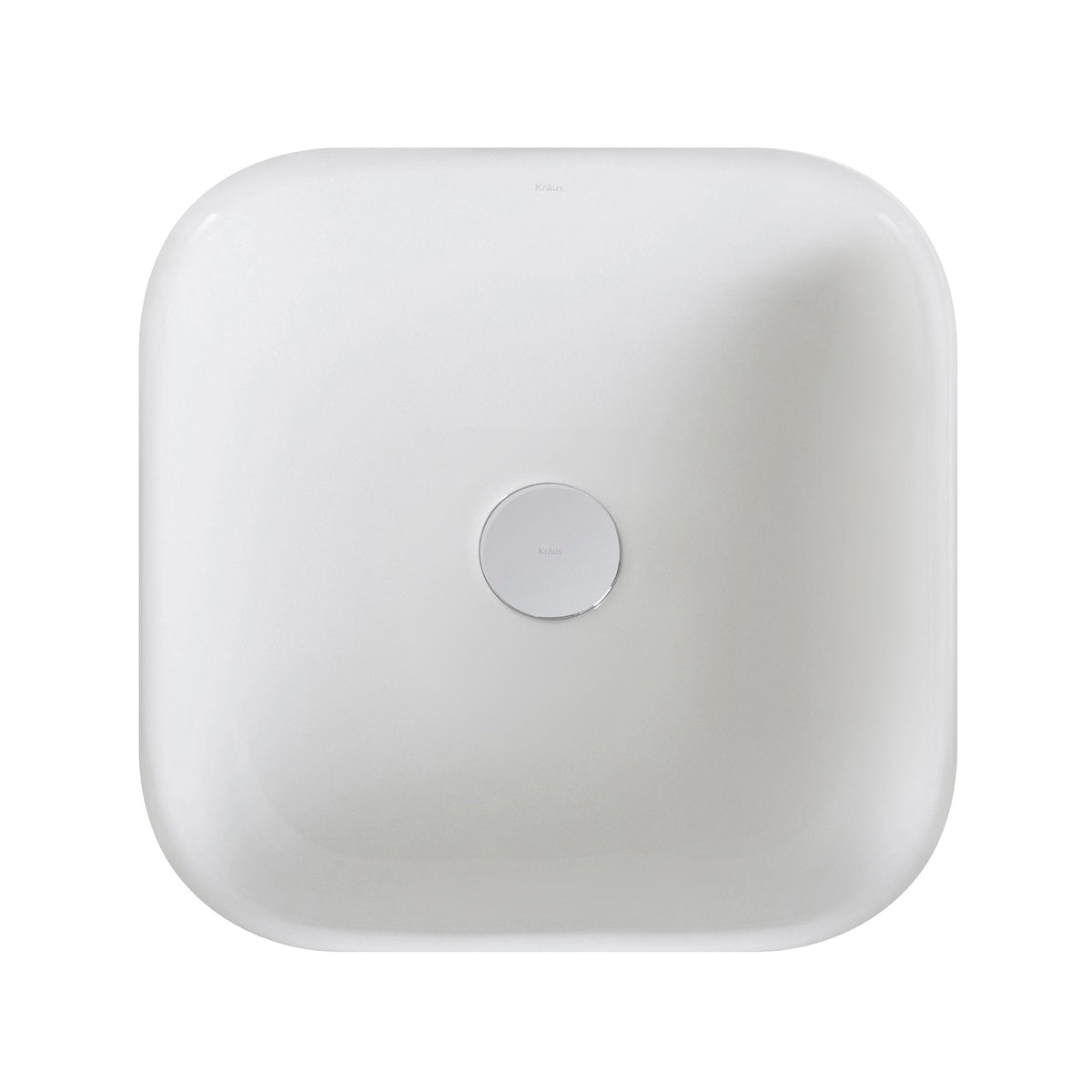 KRAUS Elavo Soft Square Ceramic Vessel Bathroom Sink in White, 18.1 x 16.1 x 5.5 in