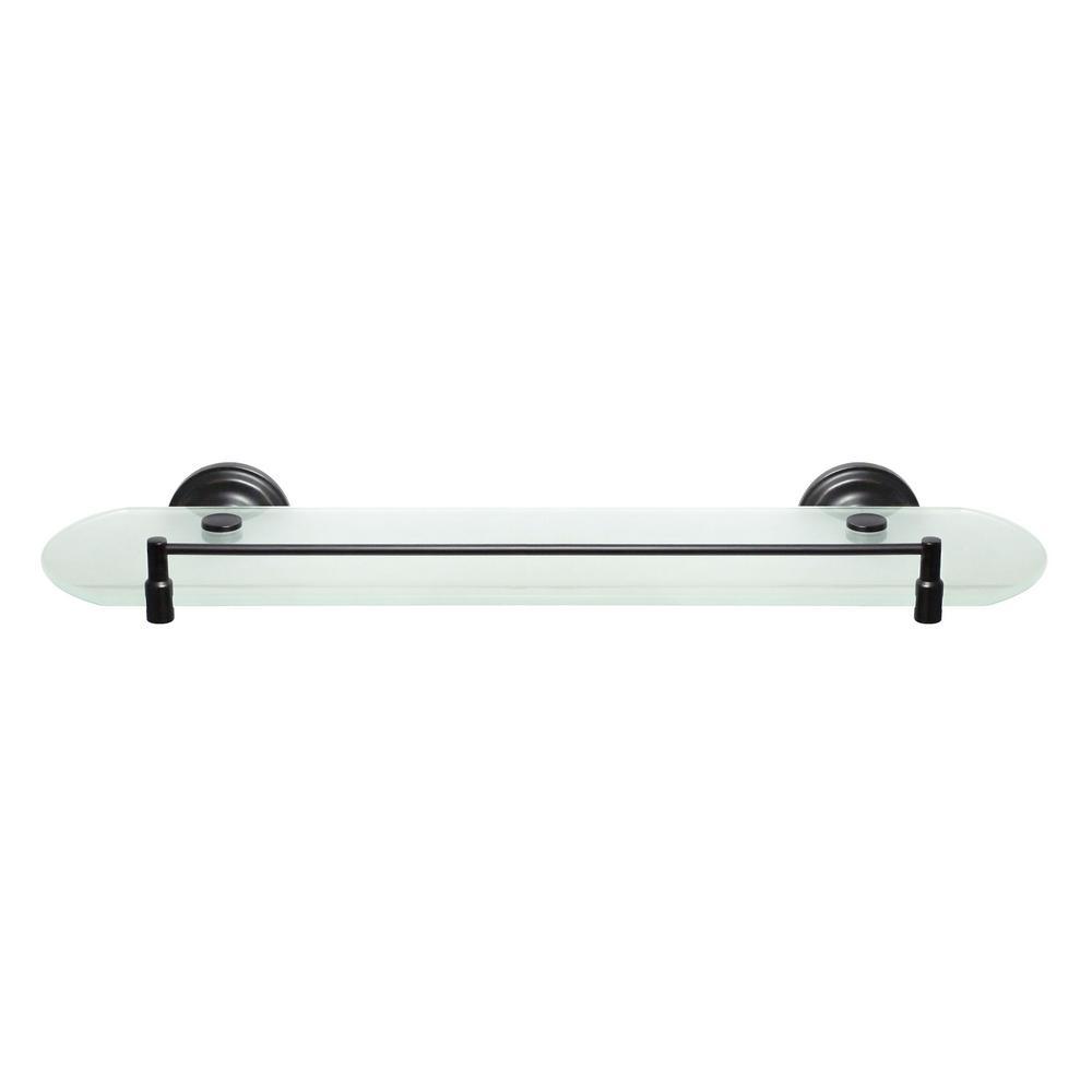 Viola 20 in. Frosted Glass Shelf with Rail in Rubbed Bronze - Super Arbor