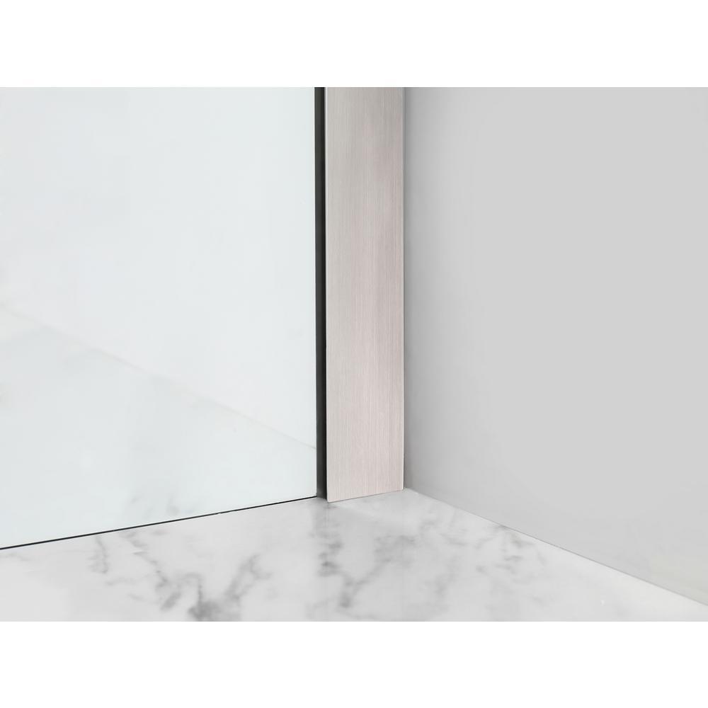 68 in. - 72 in. x 36 in. x 80 in. Frameless Corner Sliding Shower Enclosure Clear Glass in Stainless Steel Left - Super Arbor