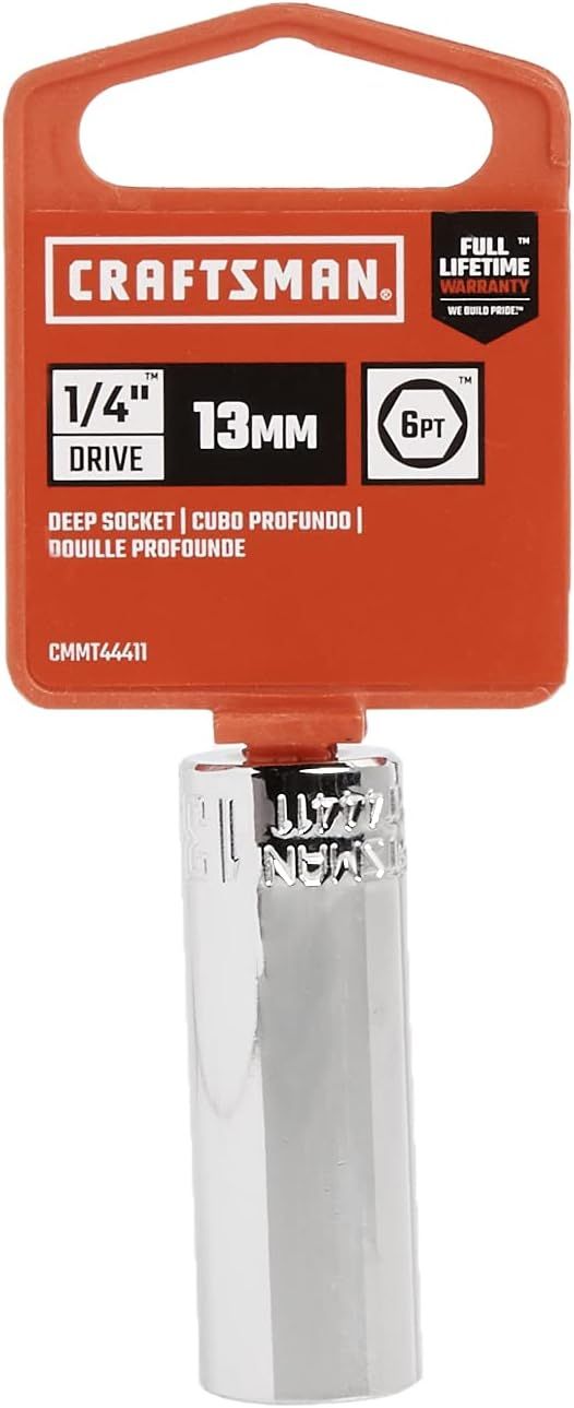 Craftsman 13 mm Metric Deep Socket, 1/4 in. Drive, 6 Point