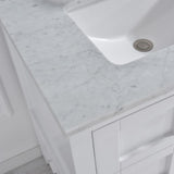 Newton 31 in. x 22 in. Carrara Marble Vanity Top with Square Sink for Single Hole Installation in Carrara White - Super Arbor
