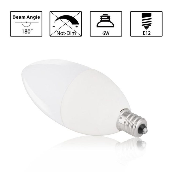 YANSUN 40-Watt Equivalent 5W C37 Non-Dimmable LED Candle Light Bulb E12 Base in Warm White 3000K (6-Pack)