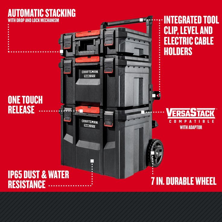CRAFTSMAN TRADESTACK System 22-in Black Plastic Wheels Lockable Tool Box