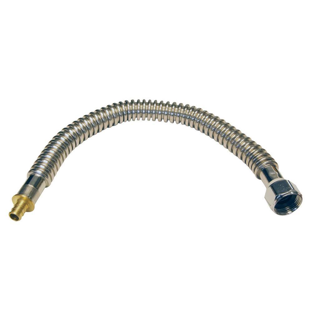 1/2 in. Stainless Steel PEX Barb x 3/4 in. Female Pipe Thread x 18 in. Water Heater Connector - Super Arbor