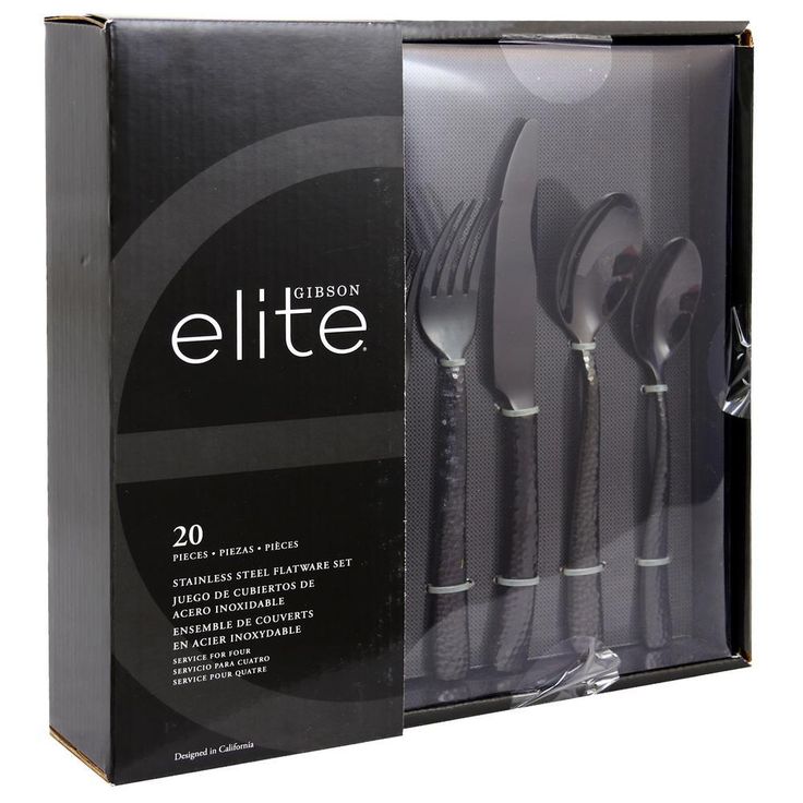 Elite Stonehenge 20-Piece Black Flatware Set (Service for 10)