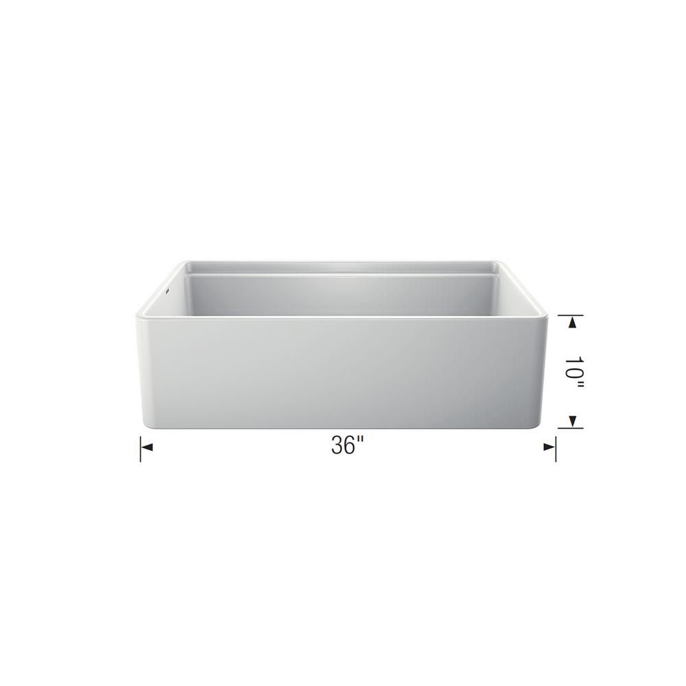 PROFINA Farmhouse Apron-Front Fireclay 36 in. Single Bowl Kitchen Sink with Beechwood Cutting Board in White - Super Arbor