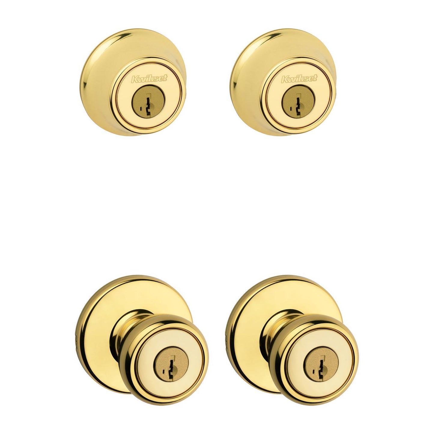 Kwikset Tylo Polished Brass Double Entry Door Kit, ANSI/BHMA Grade 3, 1-3/4 in.