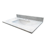 31 in. W x 22 in. D x 1 in. H Bianco Carrara White Marble Vanity Top with White Basin - Super Arbor