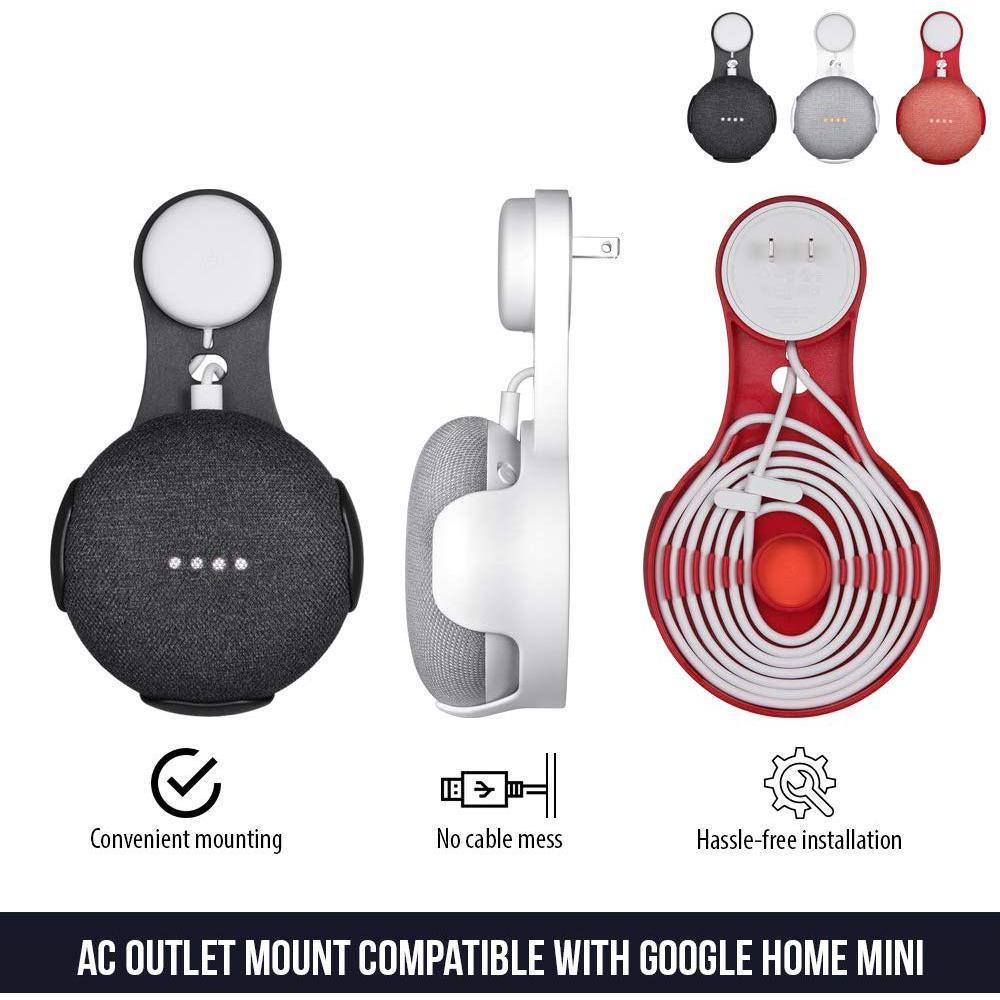 AC Outlet Mount Compatible with Google Home Mini - (Not Compatible with Google Nest Mini 2nd Gen) in White (2-Pack) - Super Arbor
