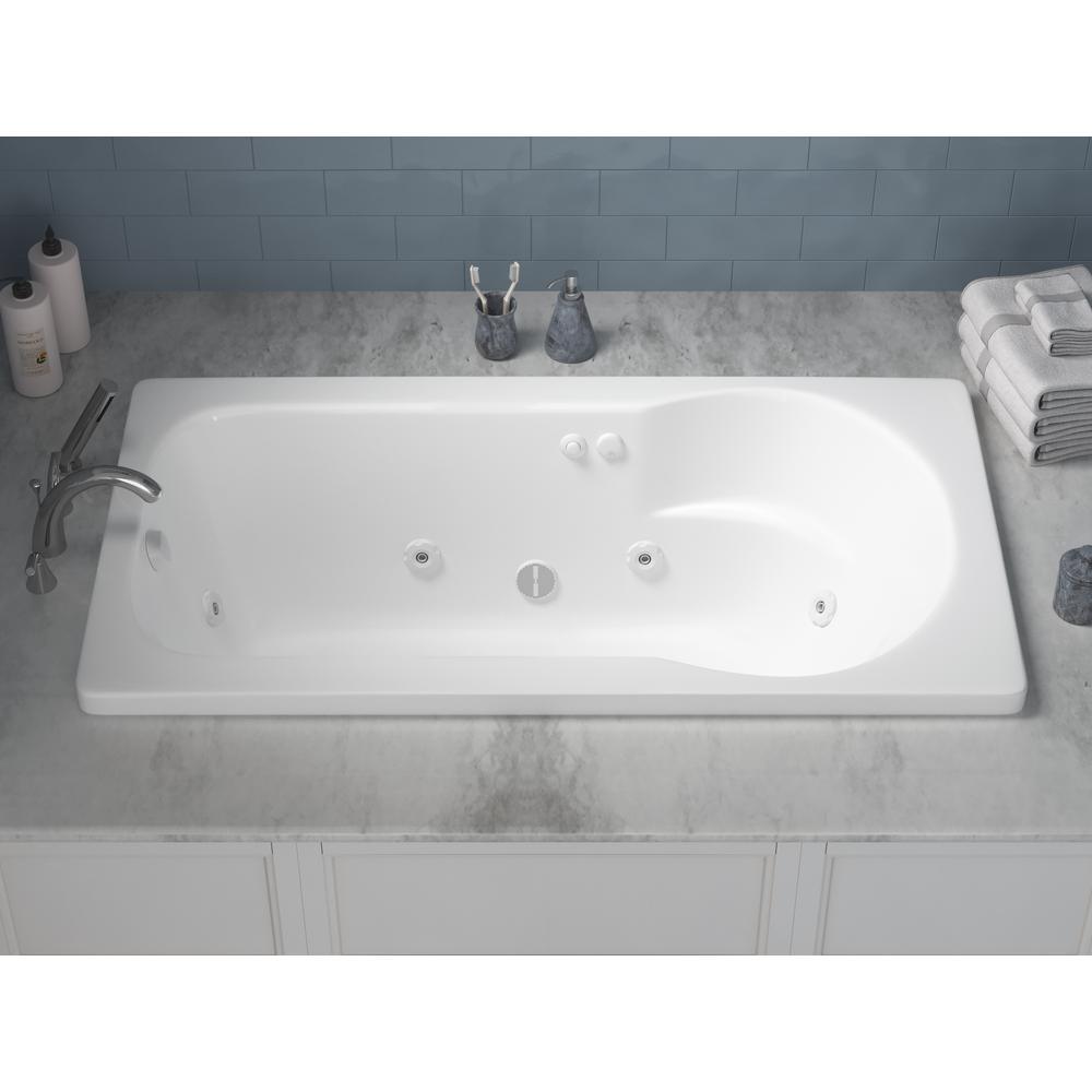 Zircon 5 ft. Right Drain Rectangular Drop-in Whirlpool Bathtub in White - Super Arbor