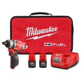 Milwaukee M12 FUEL 12V Cordless 1/4 in. Hex 2‑Speed Screwdriver Kit with M12 3/8 in. Right Angle Drill (Tool‑Only)