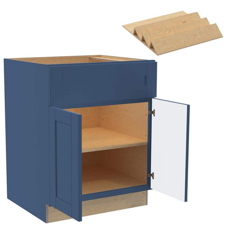 Home Decorators Collection Washington 27 in. W x 24 in. D x 34.5 in. H Vessel Blue Plywood Shaker Assembled Base Kitchen Cabinet Spice Tray