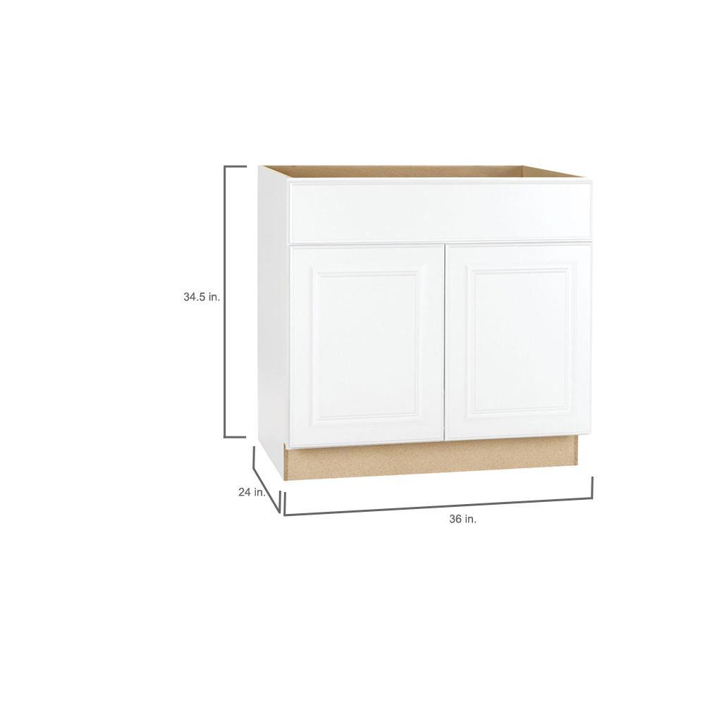 Hampton Assembled 36 in. x 34.5 in. x 24 in. Sink Base Kitchen Cabinet in Satin White