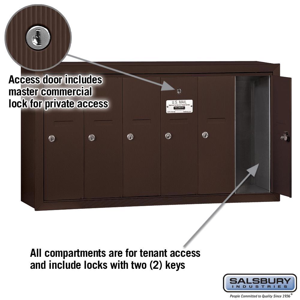 3500 Series Bronze Surface-Mounted Private Vertical Mailbox with 6 Doors - Super Arbor