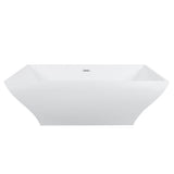 67 in. Acrylic Center Drain Rectangular Double Ended Flatbottom Freestanding Bathtub in Glossy White - Super Arbor