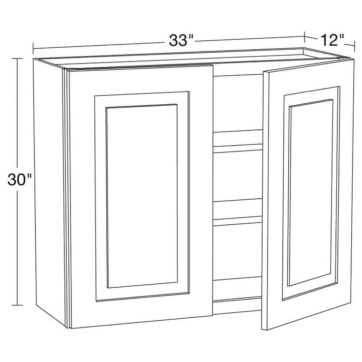 Home Decorators Collection Grayson 33 in. W x 12 in. D x 30 in. H Assembled Plywood Wall Kitchen Cabinet in Pacific White with Soft Close
