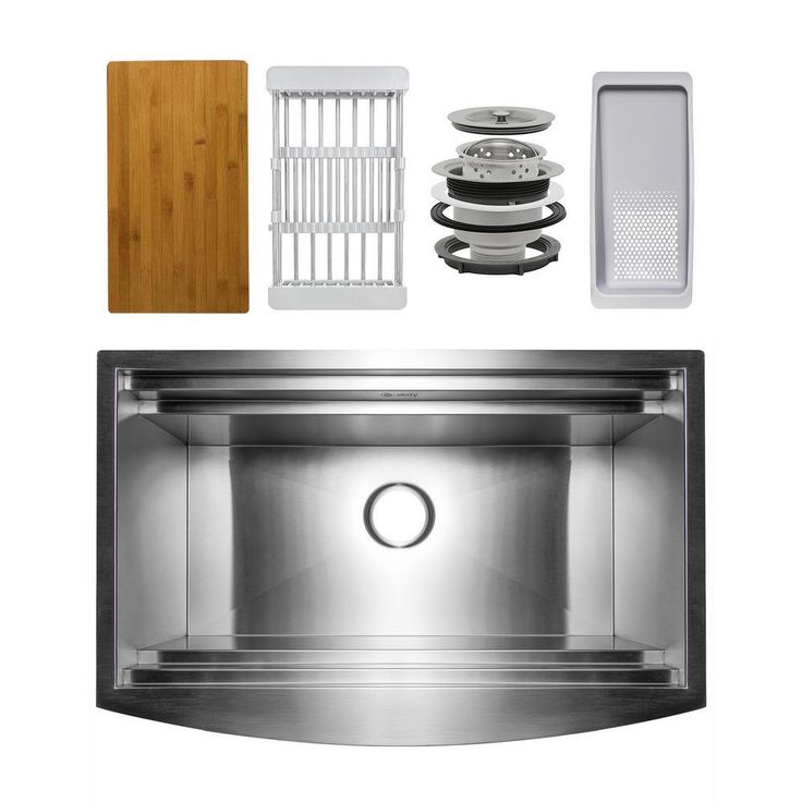 Handcrafted All-in-One Apron Mount 33 in. x 22 in. x 9 in. Single Bowl Kitchen Sink in Stainless Steel with Accessories