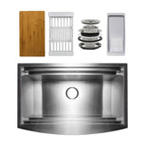 Handcrafted All-in-One Apron Mount 33 in. x 22 in. x 9 in. Single Bowl Kitchen Sink in Stainless Steel with Accessories