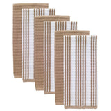 T-Fal Sand Solid and Stripe Cotton Waffle Terry Kitchen Dish Towel (Set of 6)