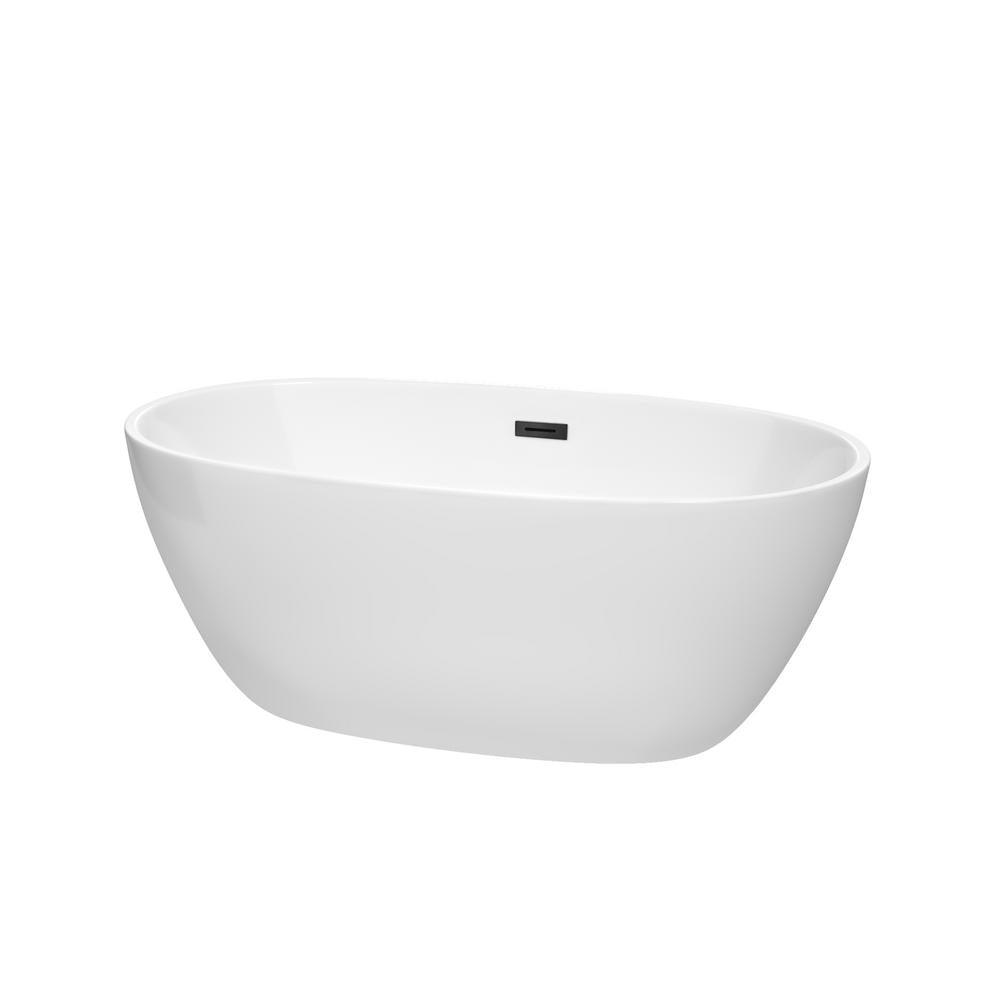Juno 5.3 ft. Acrylic Flatbottom Non-Whirlpool Bathtub in White with Polished Chrome Trim - Super Arbor