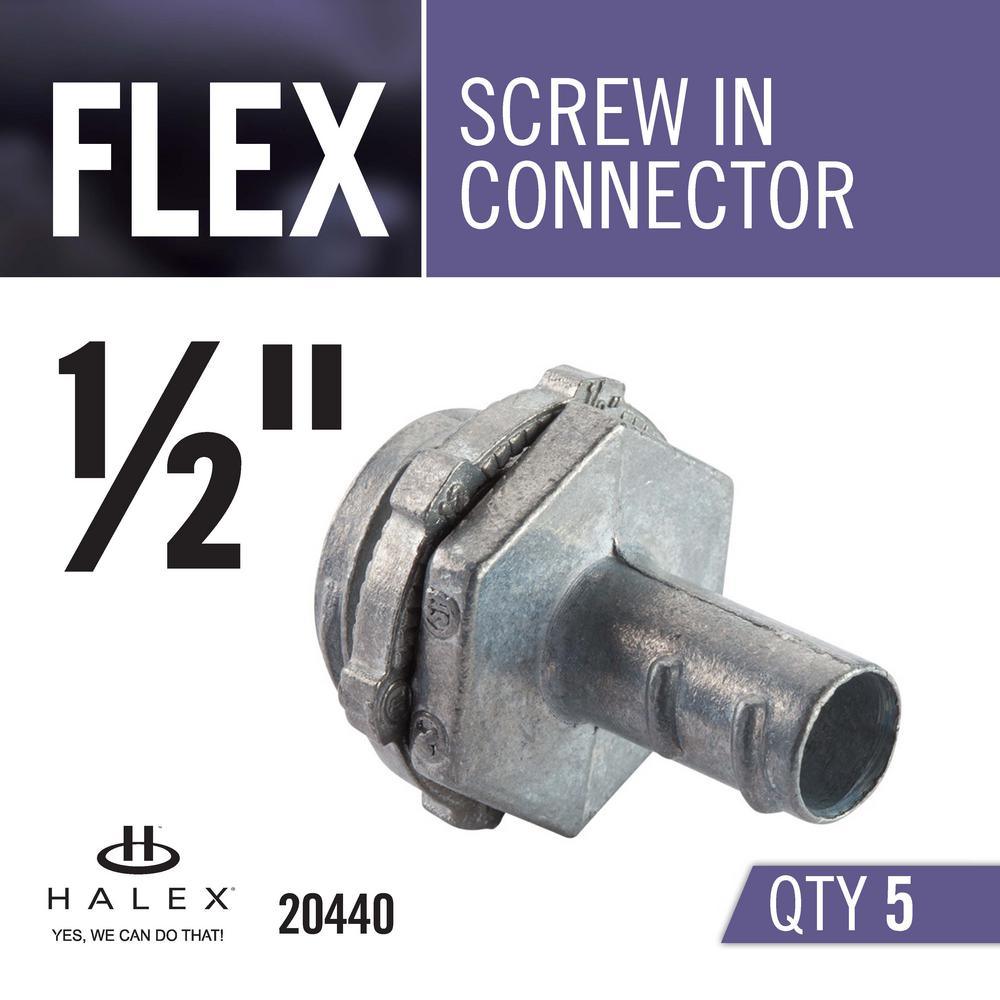1/2 in. Flexible Metal Conduit (FMC) Screw-In Connector (5-Pack) - Super Arbor