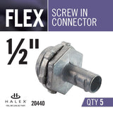 1/2 in. Flexible Metal Conduit (FMC) Screw-In Connector (5-Pack) - Super Arbor