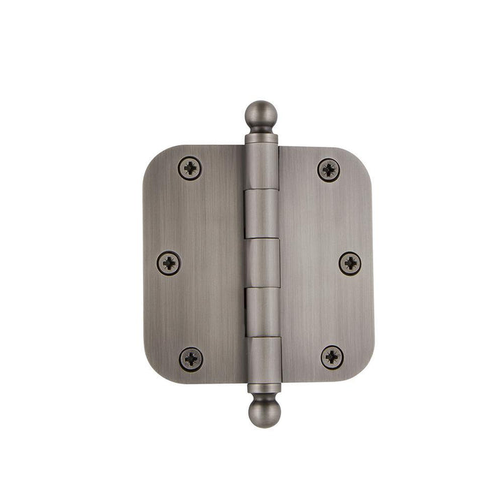 Nostalgic Warehouse 3.5 in. Antique Pewter Ball Tip Residential Hinge with 5/8 in. Radius Corners - Super Arbor