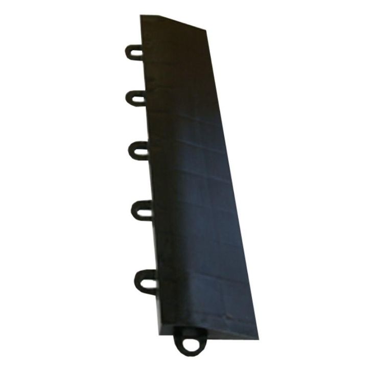 Greatmats Click Tile Black 2-3/8 in. x 12.14 in. x 5/8 in. Female Border Ramp with Loops (Case of 4)