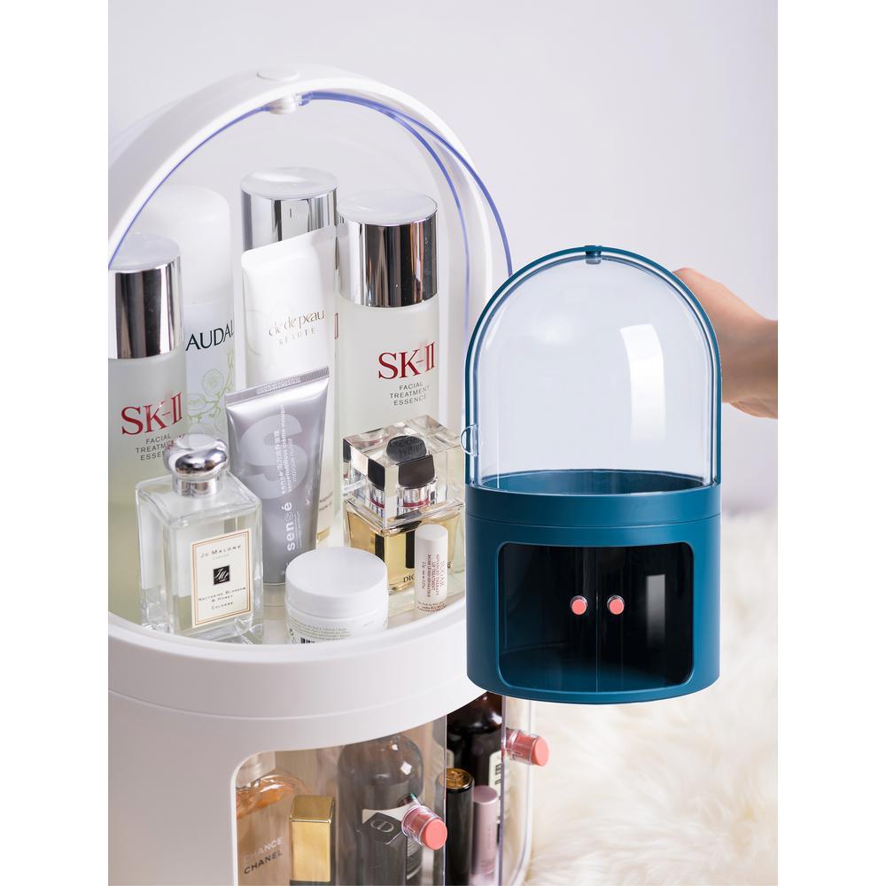 CozyBlock High Dome Makeup Container, Dustproof Makeup Organizer Multi-Level Cosmetic Organizer, Skincare Holder in Blue - Super Arbor