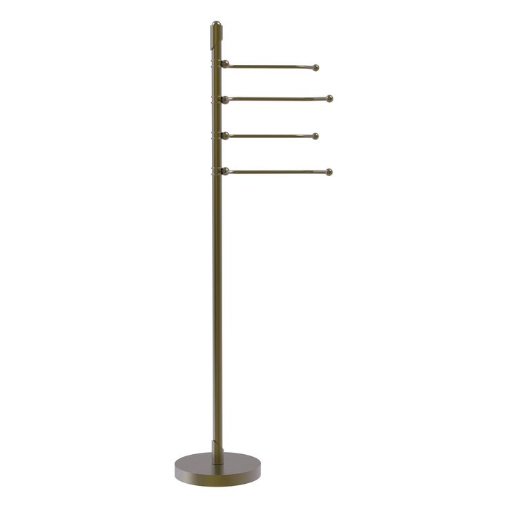Allied Brass Soho Collection Free Standing 4 Pivoting Swing Arm Towel Stand in Antique Brass