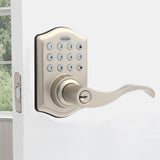 Satin Nickel Keypad Electronic Door Lever Entry Lock - Super Arbor