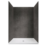 Lagoon Vertical Handle 48 in. L x 34 in. W x 80 in. H Center Drain Alcove Shower Kit in Slate and Matte Black - Super Arbor